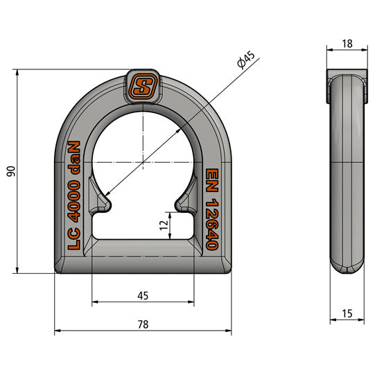4-tons surrningsring, galvaniserad, 4000 daN