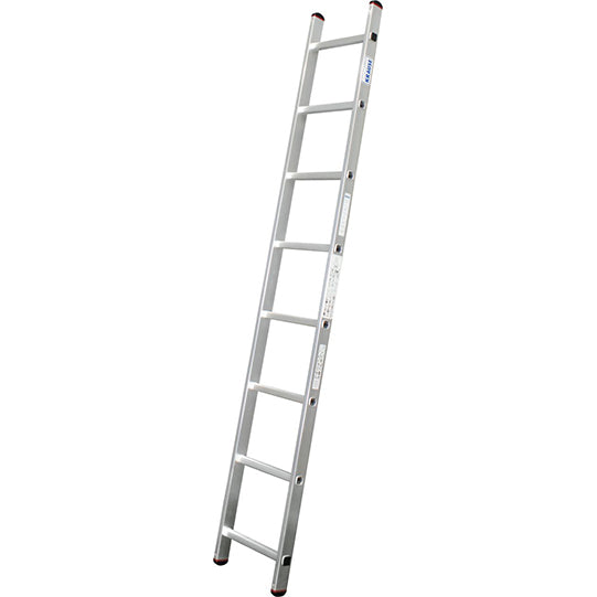 Enkel stege med 8 stegpinnar, aluminium, längd 2250 mm