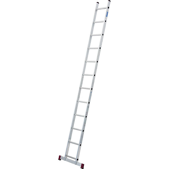 12-rung single ladder, aluminum, 3350 mm length