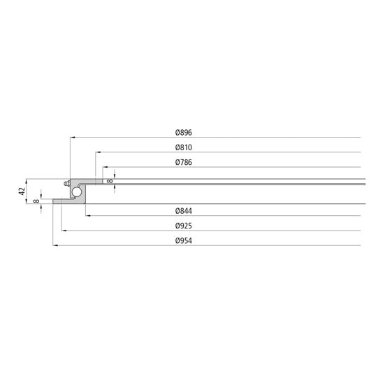 Spherical rim 16 L/ 950, undrilled