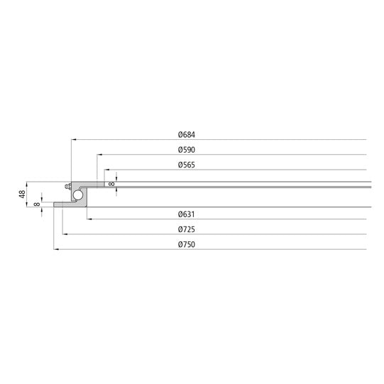 Spherical rim 16/ 750, undrilled