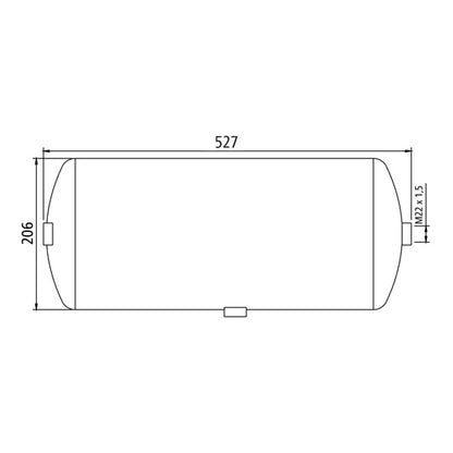 Paineilmasäiliö, teräslevyä, 15 litraa, 206 × 527 mm