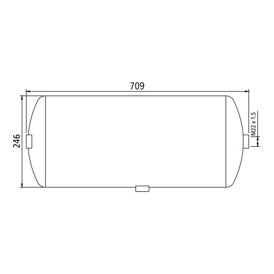 Compressed air tank, sheet stl., 30 litres, 246 × 709 mm