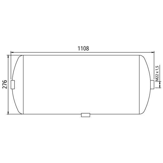 Compressed air tank, sheet stl., 60 litres, 276 × 1108 mm