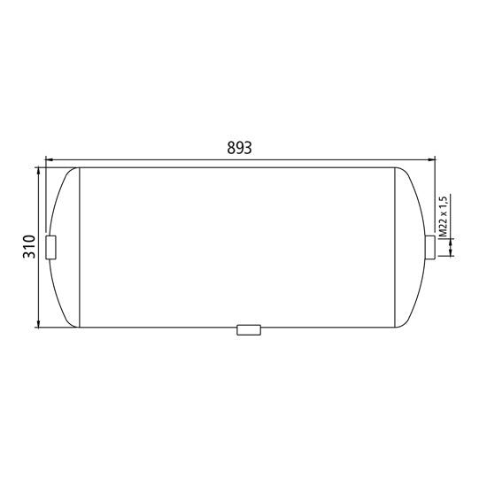 Compressed air tank, sheet stl., 60 litres, 310 × 893 mm
