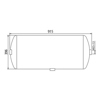 Compressed air tank, sheet stl., 100 litres, 396 × 915 mm