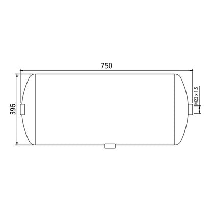 Compressed air tank, aluminum, 80 litres, 396 × 750 mm