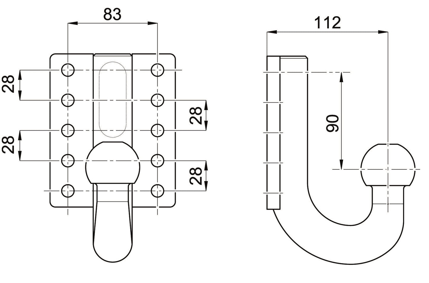 Screw-on plate with ball neck 329 072 (replacement for 321 169)