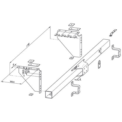Universal trailer hitch 342 179, stl., w/ underride guard
