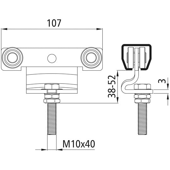 Trolley f. profile 400/type 24, double pair, galvanised