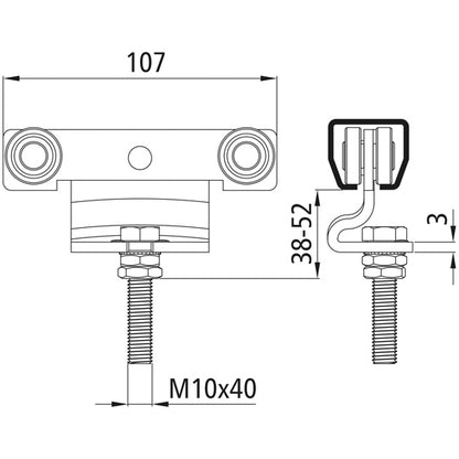 Trolley f. profile 400/type 24, double pair, galvanised