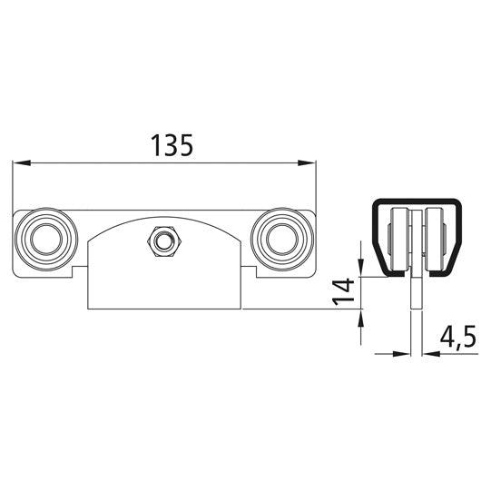 Trolley f. profile 300/type 23, w/ swivel joint