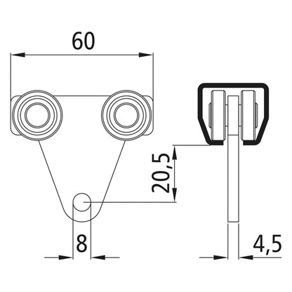 Carriage f. profile 100/type 21, galvanised, double pair