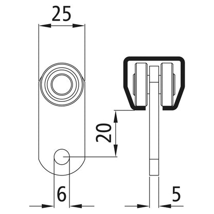 roller f. profile 100/type 21, galvanised, single pair