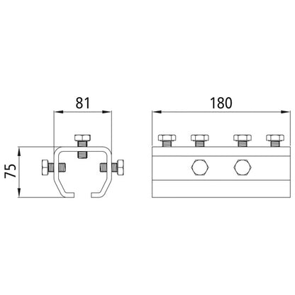 Liitosholkki profiilille 500/tyypille 25, sinkitty