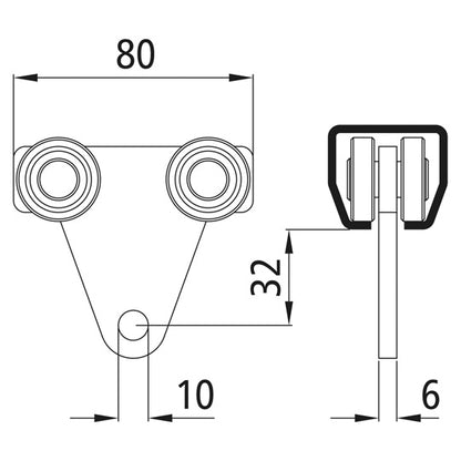 Carriage f. profile 300/type 23, galvanised, double pair