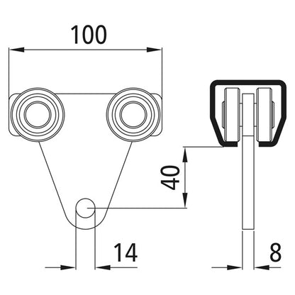 Trolley for profile 400/type 24, galvanized, double pair