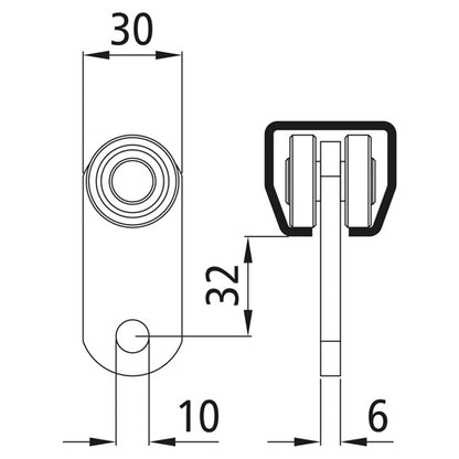Rulla profiilille 300/tyypille 23, sinkitty, yksittäispari