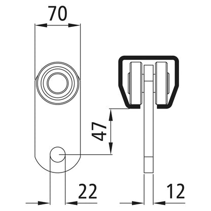 Rulla profiilille 600/tyypille 26, sinkitty, yksittäispari