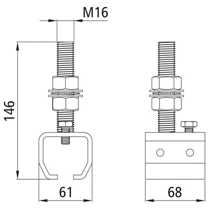 Hylsa för profil 400/typ 24, galvaniserad, höjdjusterbar