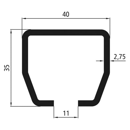 Running rail profile no. 300/type 23, stainless, length 6000 mm