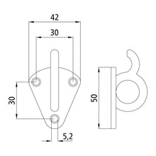 Flat hook w/ ring eye/ring hook, stl. hot-dip galvanized
