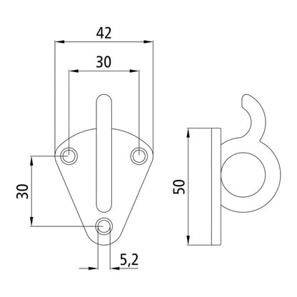 Flat hook w/ ring eye/ring hook, stl. hot-dip galvanized