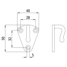Three-hole tarpaulin hook, small, stl. hot-dip galvanized