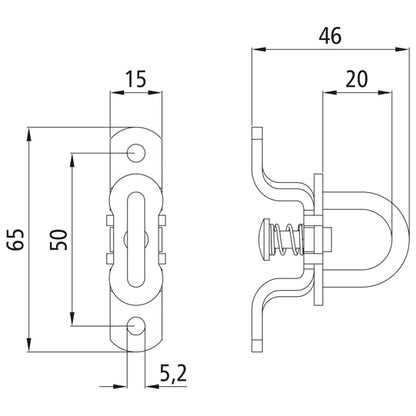 Twist lock f. oval eyelet 42 x 22 mm, galvanised