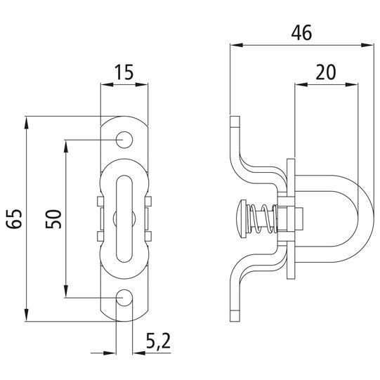 Twist lock f. oval eyelet 42 x 22 mm, galvanised