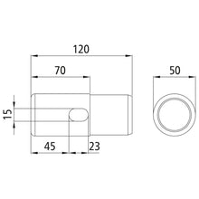 PVC end plug w/ slotted hole f. tarpaulin tube Ø 50 mm, long