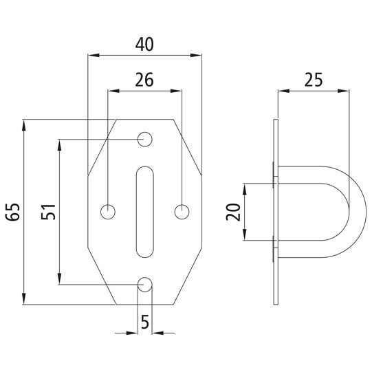 Bracket cramp, clear width 25 mm, rigid, galvanized