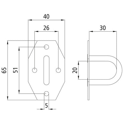 Bracket cramp, clear width 30 mm, rigid, galvanized