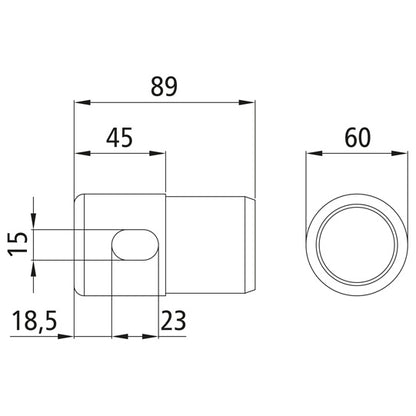 PVC end plug w/ slotted hole, for tarpaulin tube Ø 60 mm, short