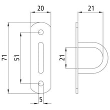 Bracket cramp, clear width 21 mm, rigid, galvanised
