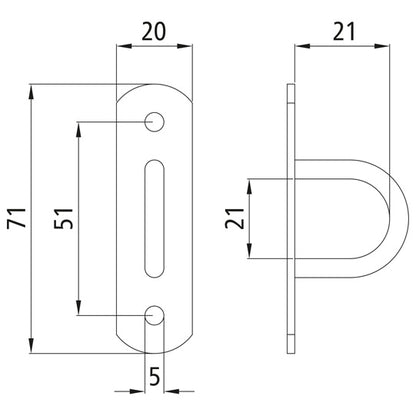 Bracket cramp, clear width 21 mm, rigid, galvanised
