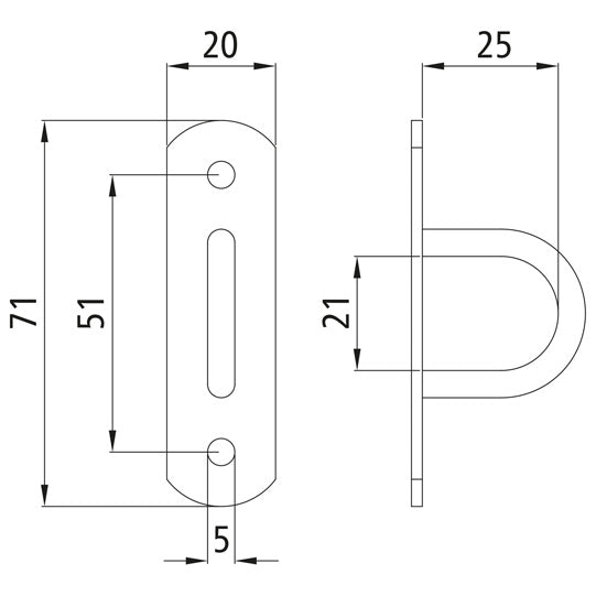 Bracket cramp, clear width 25 mm, rigid, galvanised,