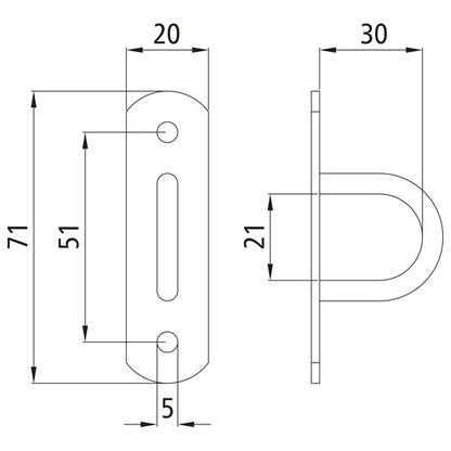 Bracket cramp, clear width 30 mm, rigid, galvanised