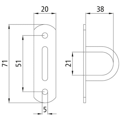 Bracket cramp, clear width 38 mm, rigid, galvanised