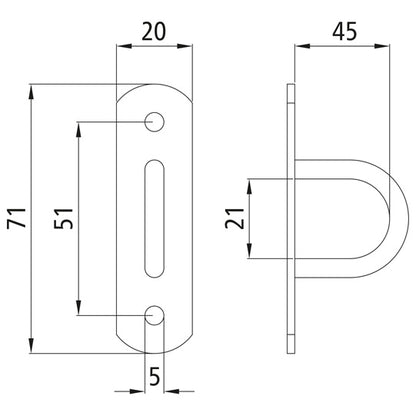 Bracket cramp, clear width 45 mm, rigid, galvanized