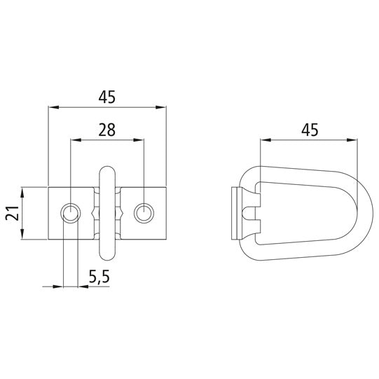 Bracket cramp 45 mm, hinged, galvanized, inch-approved