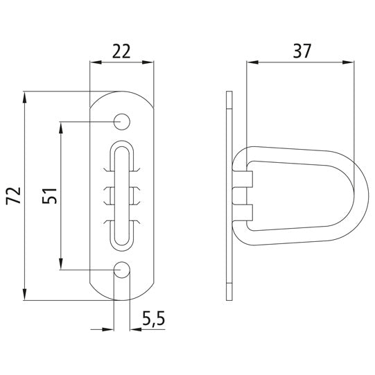 Bracket cramp 37 mm, hinged, galvanised, inch-approved