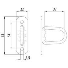 Bracket cramp 37 mm, hinged, galvanised, inch-approved