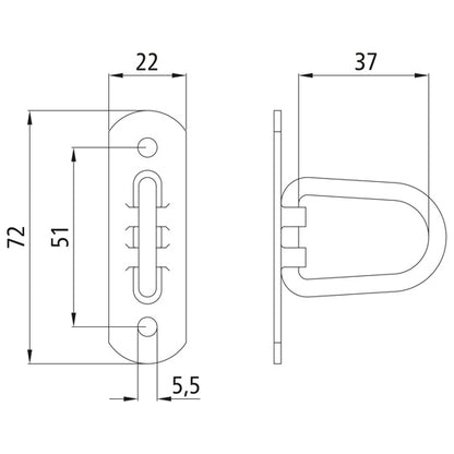 Bracket cramp 37 mm, hinged, galvanised, inch-approved