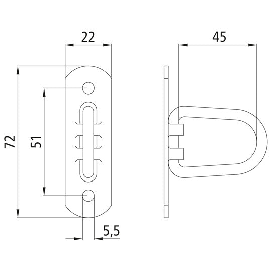 Bracket cramp 45 mm, hinged, galvanized, inch-approved
