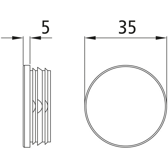 End plug f. tarpaulin tube Ø 35 mm, black polypropylene