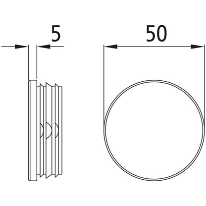 End plug f. tarpaulin tube Ø 50 mm, black polypropylene