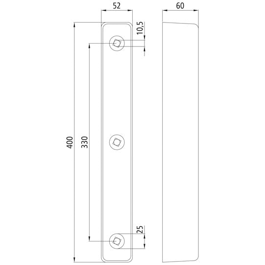 Rubber bumper 400 x 52 x 60 mm