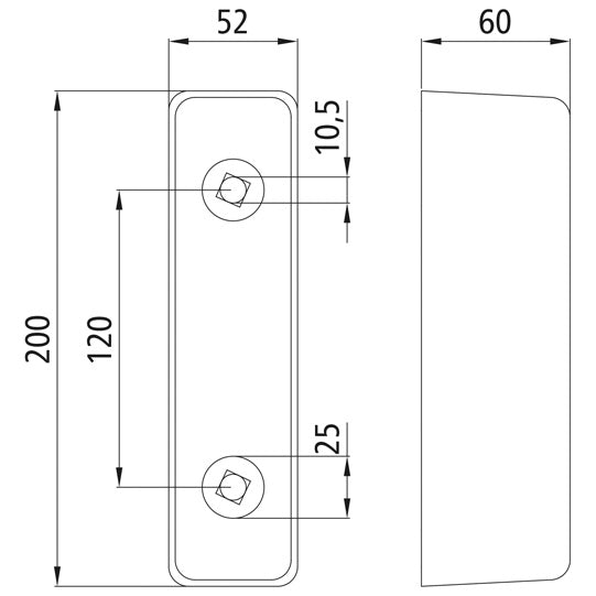 Rubber bumper 200 x 52 x 60 mm