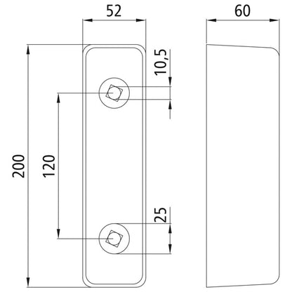 Rubber bumper 200 x 52 x 60 mm